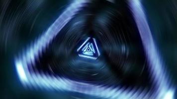 Loop abstract blue circle triangular neon  tunnel background video