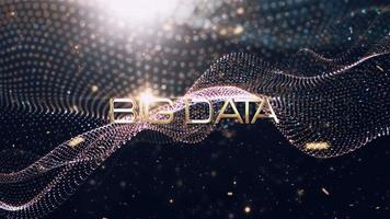 Big data text cinematic title with digital particles wave video