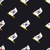 Seamless pattern with flags of South Korea on flagstaff on white background vector