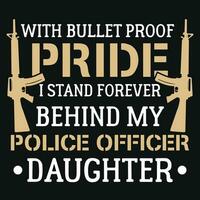policía oficial hijas tipográfico camisetas diseño vector