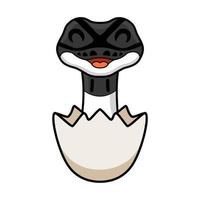 Cute panda pied ball python cartoon inside an egg vector