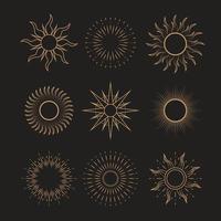 Celestial Magic Art Sun Burst Elements vector