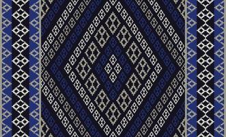 Aztec tribal traditional blue color pattern for carpet, area rug, mat, tapestry. Traditional Aztec tribal geometric square diamond pattern use for home decoration elements. Ethnic floor rug pattern. vector