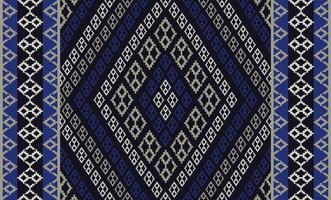 Aztec tribal traditional blue color pattern for carpet, area rug, mat, tapestry. Traditional Aztec tribal geometric square diamond pattern use for home decoration elements. Ethnic floor rug pattern. vector