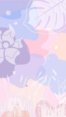 Abstract background wallpaper pastel color colorful cute beautiful weeds with flower and leaf soft color for mobile phone home screen or lock screen