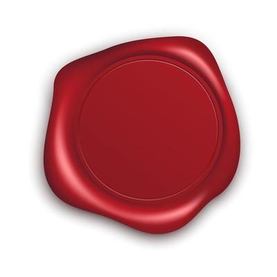 Red Wax Seal with Copy Space. Empty Blank of Mail Stamp. Vector illustration isolated on white background