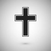 Black cross with stroke. Symbol and sign of christianity. Cross icon design. Vector illustration