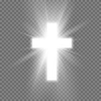 blanco cruzar con resplandor símbolo de cristiandad. símbolo de esperanza y fe. vector ilustración