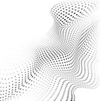 Abstract halftone background with dynamic waves. Halftone design element motion effect. Warp dots surface. Vector illustration isolated on white