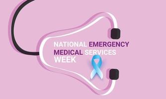 National Emergency medical services week May. Template for background, banner, card, poster. Vector illustration.