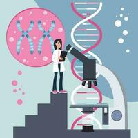 Genetics Research scientist vector illustration graphic