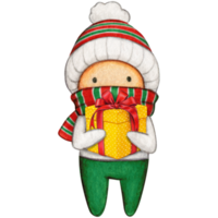 Watercolor hand drawn cute winter character png