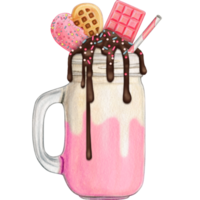 aguarela mão desenhado milkshake png