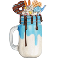 watercolor hand drawn milkshake png