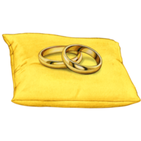 watercolor hand drawn wedding rings on cushion png