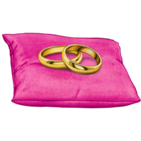 watercolor hand drawn wedding rings on cushion png