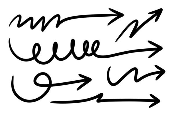 hand drawn arrow set. Doodle vector illustration. eps 10.