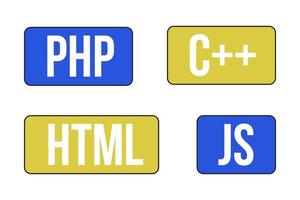 Scripting languages for web development linear flat color vector icons set. Editable thin line elements on white. Simple spot illustrations pack for web graphic design, animation