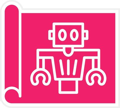 Robot Blueprint Vector Icon Style