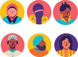 Set of avatars of different ethnicities. Flat vector illustration.