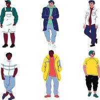 Set of trendy men in trendy clothes. Vector illustration in flat style