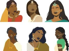 African american women with different hairstyles. Set of vector illustrations.