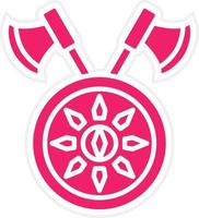 Two Axes And Shield Vector Icon Style