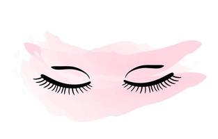 Closed eyes with eyelashes. eyelash extension vector