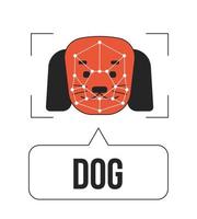 Dog image detection linear flat color vector icon. Editable thin line colour animal on white. Simple lineart cartoon style spot illustration for web graphic design and animation