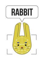 Rabbit image recognition linear flat color vector icon. Editable thin line colour animal on white. Lineart cartoon style spot illustration for web graphic design, animation