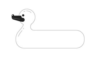 Duck inflatable ring for swimming pool monochrome flat vector object. Editable black and white icon. Full sized element. Simple thin line art spot illustration for web graphic design and animation