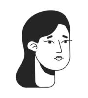 Dejected woman monochromatic flat vector character head. Black and white avatar icon. Editable cartoon user portrait. Hand drawn ink spot illustration for web graphic design and animation