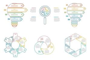 Infographic bundle set with 4, 5, 6 steps, options or processes for workflow layout, diagram, annual report, presentation and web design. vector