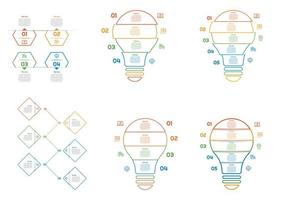 Infographic bundle set with 4, 5, 6 steps, options or processes for workflow layout, diagram, annual report, presentation and web design. vector