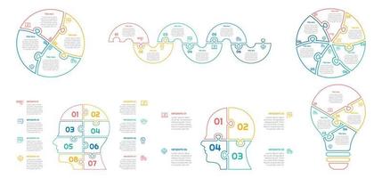 Infographic bundle set with 4, 5, 6 steps, options or processes for workflow layout, diagram, annual report, presentation and web design. vector