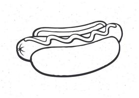 Doodle illustration of hot dog with mustard vector