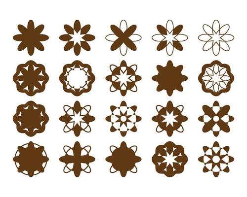 Floral icons. A set of various flowers, as well as geometric shapes of floral elements. For your website, brochure or social media post. Vector illustration.
