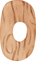 süß Kind Nummer 0, Null Ziffer Aquarell Holz Textur Hand Zeichnung png