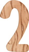 süß Kind Nummer 2, zwei Ziffer Aquarell Holz Textur Hand Zeichnung png