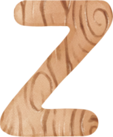 linda de madera Inglés alfabeto letra z, niño acuarela png