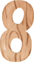 fofa criança número 8, oito dígito aguarela madeira textura mão desenhando png