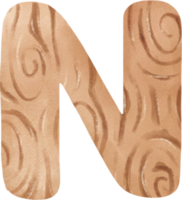 carino di legno inglese alfabeto lettera n, ragazzo acquerello png