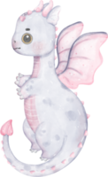 Whimsical magical Baby Dragon Illustration in Watercolour png