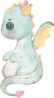 capricieux magique bébé dragon illustration dans aquarelle png