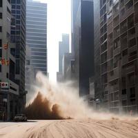 dust sand storm with city building, generative art by A.I. photo