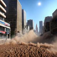 dust sand storm with city building, generative art by A.I. photo