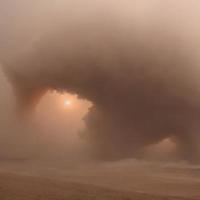 dust sand storm on desert, generative art by A.I. photo