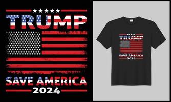 Trump save america 2024 agin illustration usa flag vector t shirt design