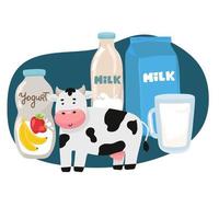 milk ad template for product display. Milk pack mock-up on a farm island surrounded by white splashing liquid vector