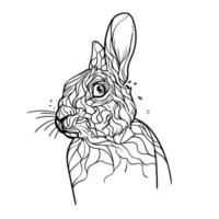 line drawing of a male rabbit's head vector